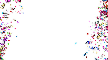 White Christmas background with colorful serpentine.