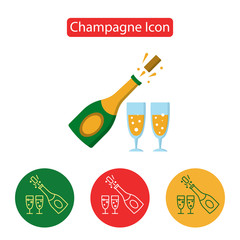 Champagne bottle explosion with cheering glasses.