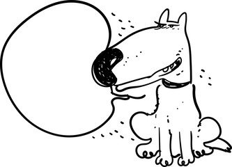 black and white lineart dog funny cartoon customizable speech bubble