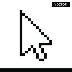 Obraz premium Pixel cursor arrow icon vector illustration