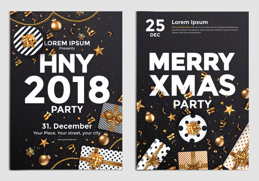 Christmas Party Flyer Design- Golden design
