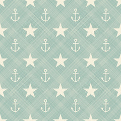 abstract geometric retro seamless polka dot background with anchors and stars