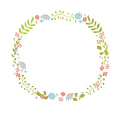 Fototapeta premium Cute floral wreath. Design for birthday card or easter invitation