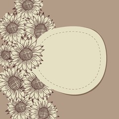 seamless vintage ornament with sunflowers
