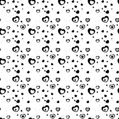 Seamless stylish pattern with black hearts. Vector illustration