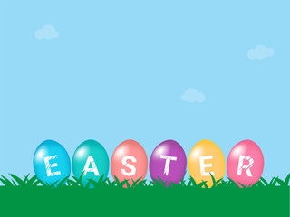 Happy Easter Egg with blue sky