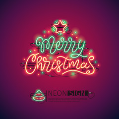 Merry Christmas Colorful Neon Sign