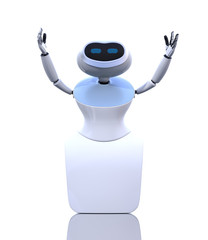 Front view of humanoid robot isolated on white background. 3D rendering image.