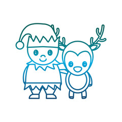 santa helper and christmas deer icon over white background vector illustration
