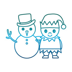 snowman and santa helper icon over white background vector illustration