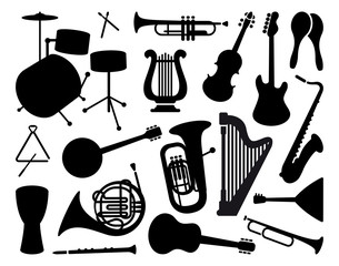 Naklejka premium Silhouettes of musical instruments