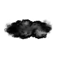 Black cloud of smoke isolated over white background, 3D illustration