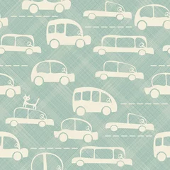Keuken foto achterwand Auto Cartoon schattige auto naadloze patroon achtergrond