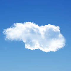 White cloud isolated over blue sky background, realistic cumulus cloud shape 3D illustration