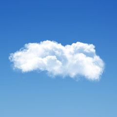 Naklejka na ściany i meble Cloud isolated over blue sky background 3D illustration, single cloud shape rendering