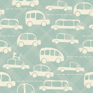 Cartoon cute car seamless pattern background