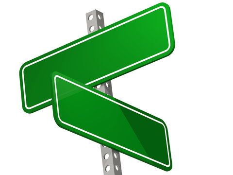 Road sign board for cross road in green