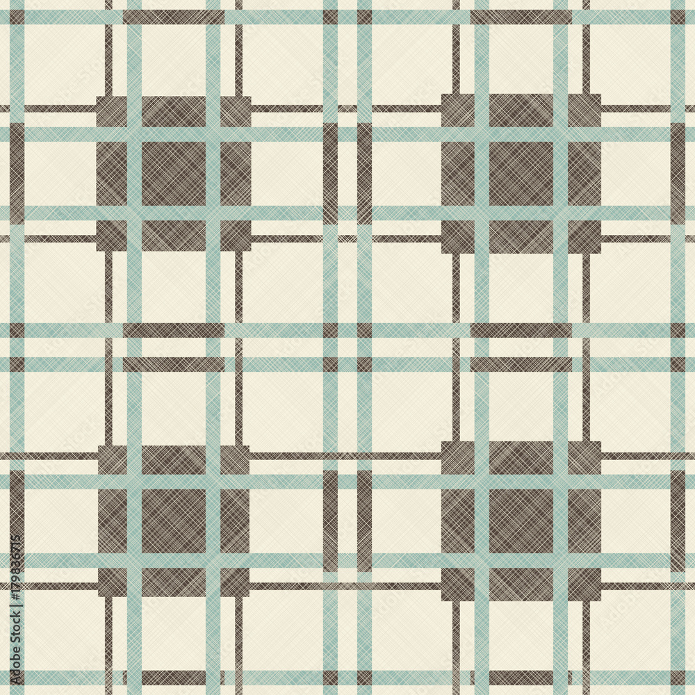 Poster Black and green seamless tartan textile pattern background
