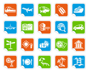 Travel icons on stickers