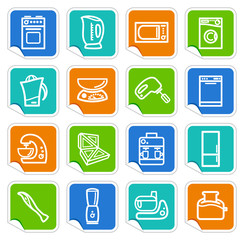 Kitchen home appliances on stickers