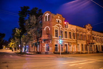 Fototapeta premium Night Samara. Old historical buildings in the center of Samara city