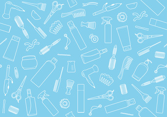 Seamless background of hairdresser accessories
