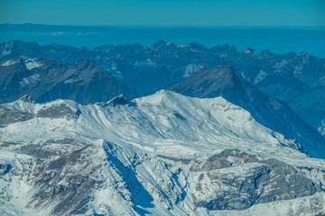 Dramatic Ice and snow landscapes of the Aletsch glacier at the foot of the Jungfraujoch summit, Canton of Bern, Switzerland