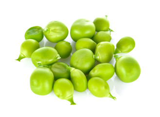 Snow peas seeds on white background
