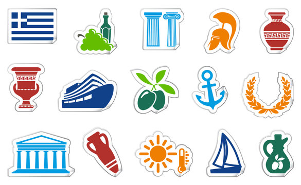 Greece stickers. Vector illustration