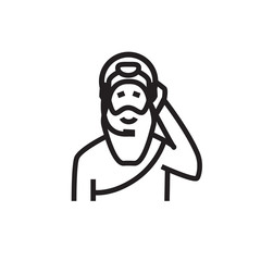 indian saint illustration with headphone, hindu sage with headphone, indian saint chat,  old man saint, illustration design, isolated on white background.