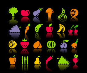 Icons of vegetables and fruit