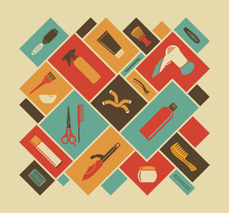 Hairdressers accessories. Vector illustration