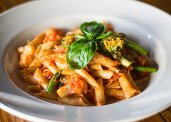 Vegan/Veggie Pasta In White Bowl