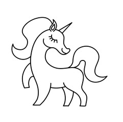 Vector unicorn line silhouette. Inspirational illustration design for print, banner, poster.Hand drawn Vector illustration. Unicorn logo isolated on white. Magic animal with stylish mane