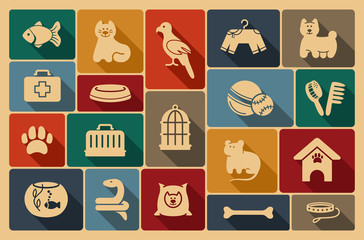 Pets care icon set