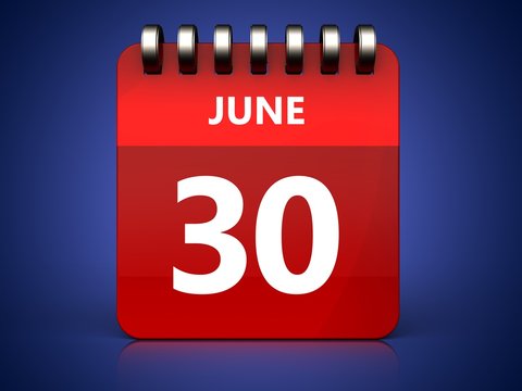3d 30 June Calendar