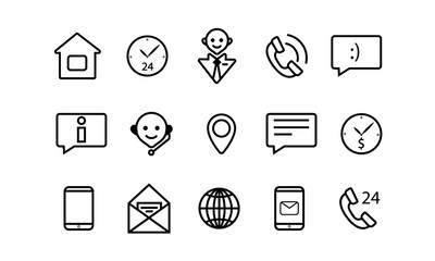 icon, icons, web, set, symbol, internet, business, clock, button, time, website, illustration, message, phone, buttons, email, money, location, home, globe, icon set, sign, white, mail, black