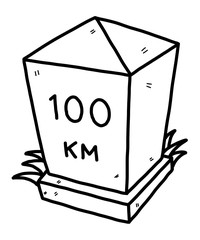 milestone / cartoon vector and illustration, black and white, hand drawn, sketch style, isolated on white background.