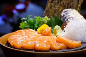 Nice texture and good tasty of Salmon sashimi in the roll