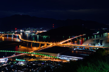 広島の夜景　黄金山からの眺め