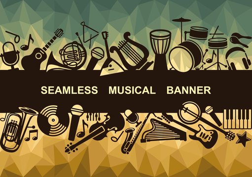 Banner with musical instruments