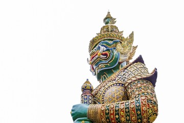 Wat Phra Kaew, or the Temple of the Emerald Buddha and Officially as Wat Phra Si Rattana Satsadaram, is regarded as the most sacred Buddhist temple in Bangkok Thailand,symbol Giant statue.