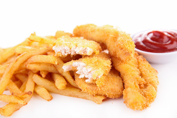 fried chicken fillet and french fries