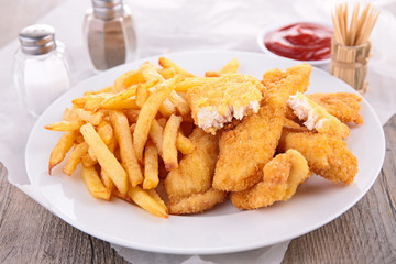 fried chicken fillet and french fries
