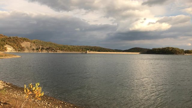 Colors on lake of Bor and water dam footage - Beautiful Eastern Serbian natural scenery by autumn