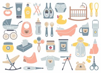 Icons of products for newborns