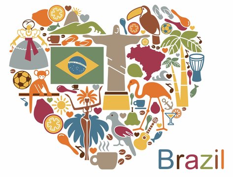 Brazilian icons in the form of a heart
