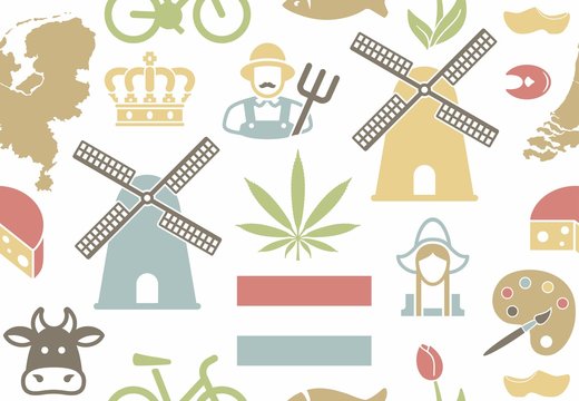 Seamless pattern on the theme of the Netherlands