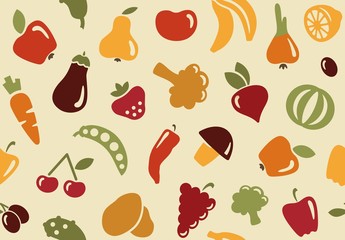 Pattern with fruits and vegetables