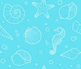 Seamless background with marine life